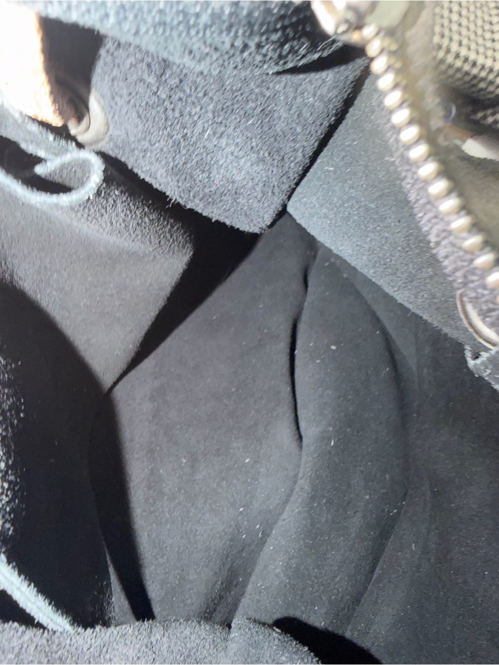 Dean Black Suede Tote Bag with Tan Handle Accents - Picture 10 of 11
